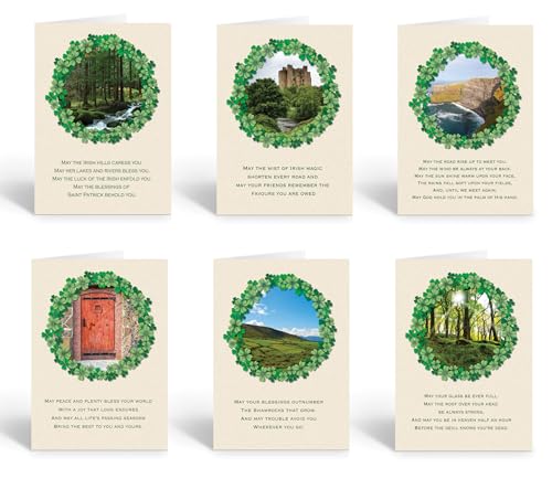 Stonehouse Collection | Assorted St. Patrick's Day Greeting Cards | A Variety of Irish Blessing Cards | Lucky Irish Cards | 12 Cards and 12 Envelopes (Assorted Variety)