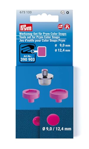 Prym 673133 Werkzeug-Set für Color Snaps, Ø 9 mm & 12,4 mm–Zubehör für Prym Vario-Zange & Vario Creative Tool, Druckknopf-Werkzeug aus Metal, fuchsia, ideal für Kunststoff-Druckknöpfe & Bastelprojekte