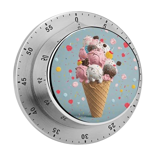 Sweet Ice Cream Kitchen Timer - �@�B���r�W���A���^�C�}�[ �X�e�����X�X�`�[���f�W�^���^�C�}�[ �}�O�l�b�g�x�[�X ���^�C�}�[ �ł�ŗ��p 60���J�E���g�_�E���L�b�`���N���b�N �����p