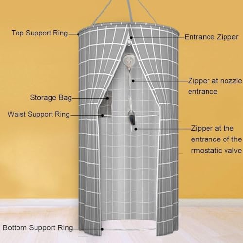 Rideau de douche rond à double fermeture éclair avec isolation thermique optimale