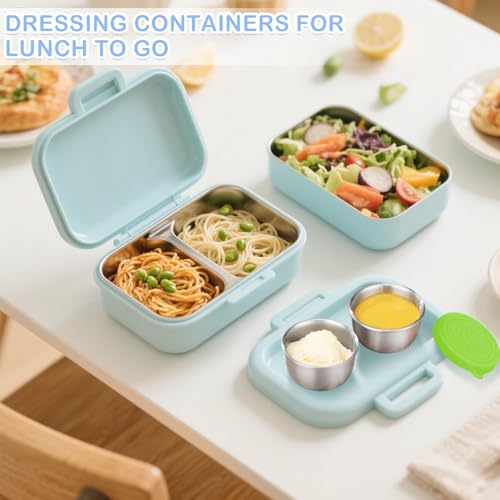 Image of TecoKart 40ml Salad Dressing Containers - 2Pcs Reusable Small Steel Box with Lid, Leakproof Chutney Box for Tiffin, Ideal for Travel, Picnic, Office & Kids Lunchbox Use