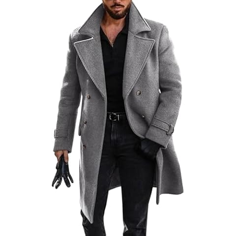 Runcati Men's Double Breasted Trench Coat Cover