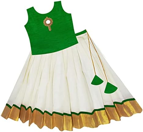 Silstory Onam Traditional Kerala Set Kasavu dress for Baby Girl's, Kids, Girls and Teens - Pattu Pavada Silk & Traditional Classic Lehenga Choli 0-14 years