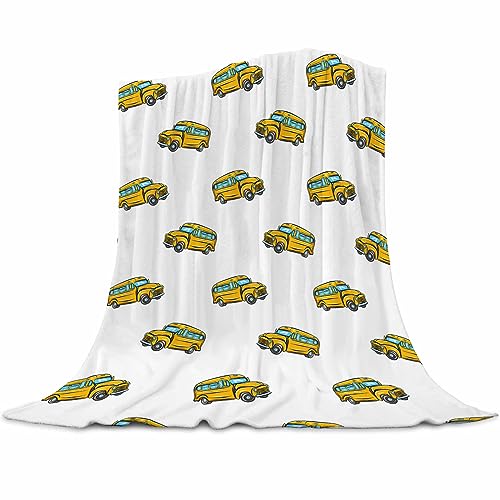 Image of School Bus Blanket 50 inchx60 inch - Extra Soft Fleece Flannel Throw Blankets for Adults, Kids, Couples - Cozy Plush Blanket for Bed, Couch, Gift for Teachers, Bus Lovers