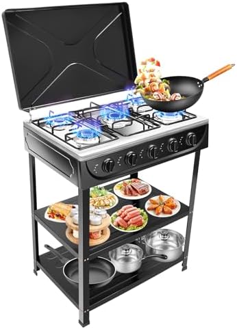 natural gas stove outdoor that will transform your cooking experience 7 GSHIOIO 5 Burners Natural Gas Stove, 2.5KW Outdoor Natural Gas Stoves Portable Camping Stoves with Support Leg Stand and Wind Blocking Cover for Cooking, Stir-Frying, and Outdoor Camping Use