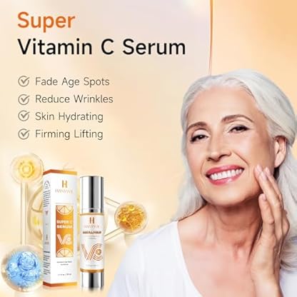HANYWIL Super Vitamin C Serum for Face, With Natural Ingredients Target to Age Spots, Wrinkles, Hydrating, Anti Aging Facial Skin Care, Firms, Lifts, Smooths, Vitamin C Face Serum 1.7 fl oz - Image 3