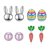 Funny Easter Bunny Stud Earrings Sets,Cute Easter Rabbit Ornament Earrings for Girls Women Gifts,Easter Party Jewelry
