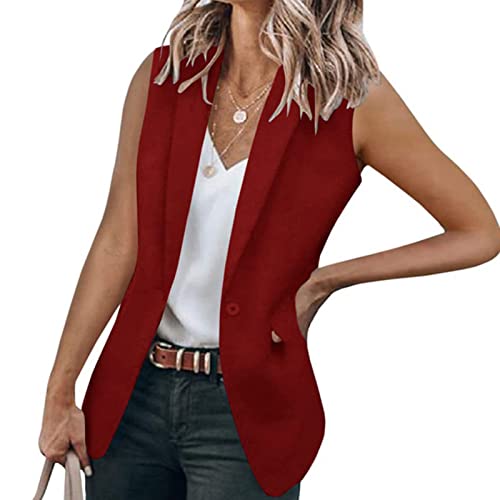 Womens Sleeveless Blazer Vest 2025 Summer Sleeveless Lapel Open Front V Neck Office Jacket Lightweight Blazers