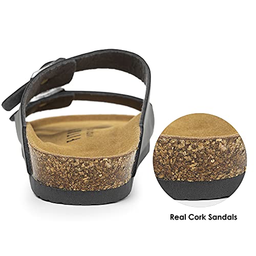 Image of FITORY Mens Sandals, Arch Support Slides with Adjustable Buckle Straps and Cork Footbed Size 7-14.5
