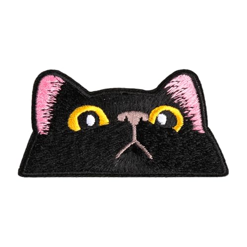 GroveEss Cat Face Iron on Patch for Clothes Cute Embroidered Ironable Patch Embroidery Appliques Badge Sew on Patch DIY Accessory for Backpacks Jackets Jeans Bags Craft Making