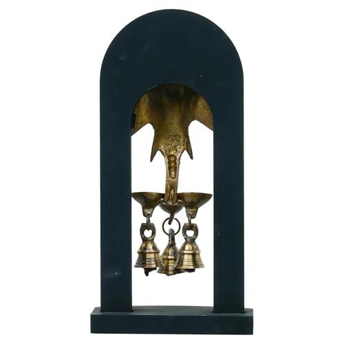 Image of eCraftIndia Golden Ganesha Brass Diya with 3 Wicks & Bells | Diwali Decoration Items for Home Decor | Gift for Diwali Housewarming