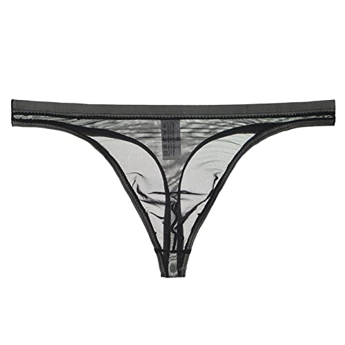 String transparent pour homme, en maille fine, sous-vêtements sexy, Noir , L