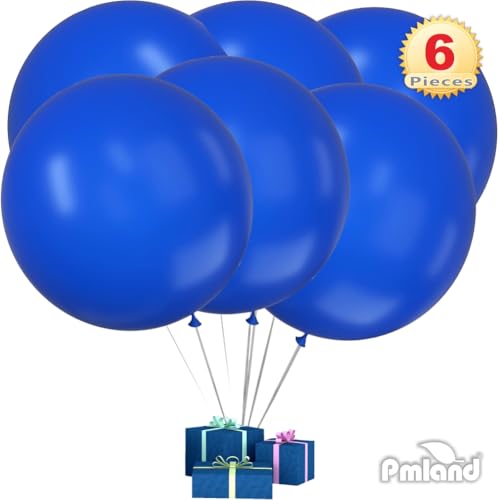 Image of 6 Pcs Blue 36 Inch Giant Latex Balloons for Party Decor Decorations | Blue giant balloons for birthdays, weddings, graduations, photo backdrops, balloon arches, helium displays and party decor.
