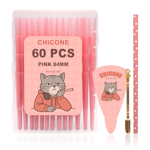 60 Pack Pre Rolled Cones | Bong | Rolling papers| Natural Slow-Burning Cones Rolling Paper | 84mm Rolling Papers