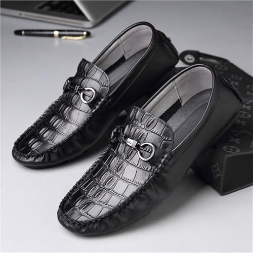 Casual Loafers for Mens Vegan Leather Evening Round Toe Wedding Non Slip Low Top Block Heel Anti-Slip Shoe Slip On3