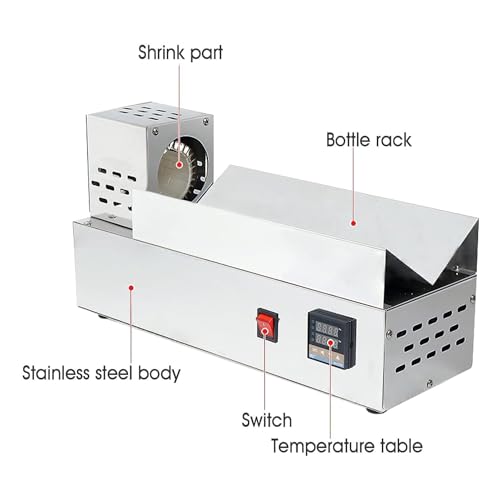 Macchina elettrica termoretraibile per bottiglie di vino, controllo digitale della temperatura, chiusura in pellicola in PVC e PP, riscaldamento commerciale in acciaio inox inferiore a 80 mm di