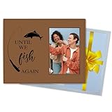 EXW 8'X10' Large Wooden Frame With Metal Stand, Until We Fish Again - Rustic Wood Photo Frame Gifts For Fishing Lover, Old Friends, Home & Office Desktop Decoration (4X6 Inches Vertical Photo) - A07