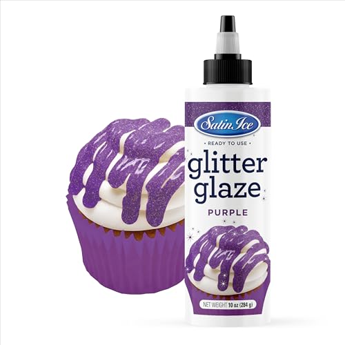 Satin Ice Purple Glitter Glaze (10oz Bottle) For Decorating Cakes,