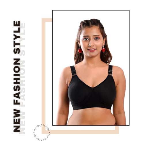 Image of Viral Girl Women's Wire-Free Cotton Hosiery Bra | Non-Padded, Full Coverage, Adjustable Straps | Soft Comfortable Innerwear with Hook & Eye Closure for Everyday Use