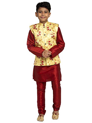 Image of KRAFT INDIA Boys Satin Printed Nehru Jacket Only