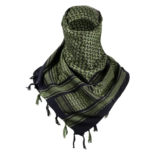 FREE SOLDIER Scarf Military Shemagh Tactical Desert Keffiyeh Head Neck Scarf Arab Wrap with Tassel for Men Women (Dark Green)