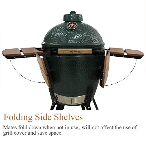 KAMaster Medium Big Green Egg Side Shelves 2 Slat Grill Mates Outdoor Storage Side Table Medium Green Egg Accessories Kamado Grill Parts Replacement HDPE Grill Accessories