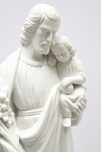 Estatua Blanca de San José con Niño Jesús 27 pulgadas miniatura 3