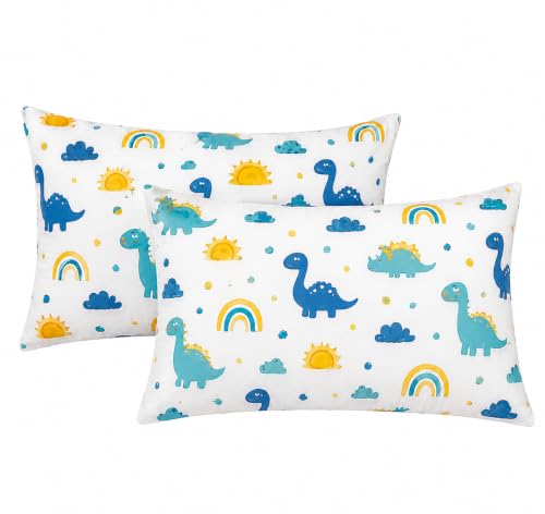 Image of Microfiber Pillow Cover 17x27 Inch (Pack of 2) | Soft & Durable | Ideal for Bed & Sofa Dino World