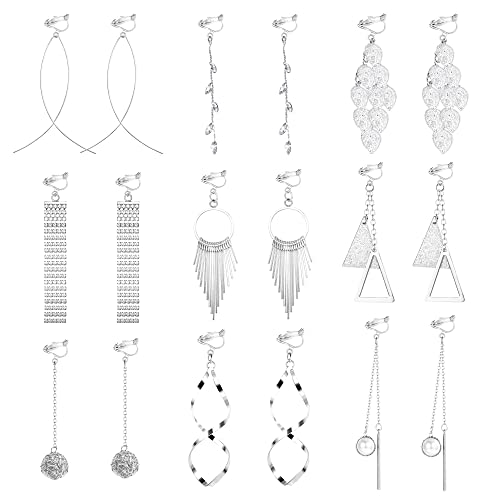 JeweBella 9 Paar Ohrclips Damen Mädchen Ohne Ohrlöcher - Baumeln Clip...