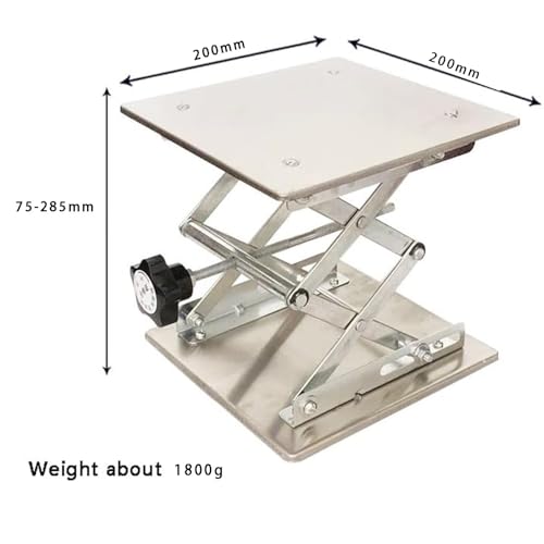 Mesa de elevación manual de acero inoxidable, soporte de gato de laboratorio ajustable, plataforma de tijera de 50 a 460 mm de altura, 5 a 25 kg de carga, 5 tamaños para coches de laboratorio y RC