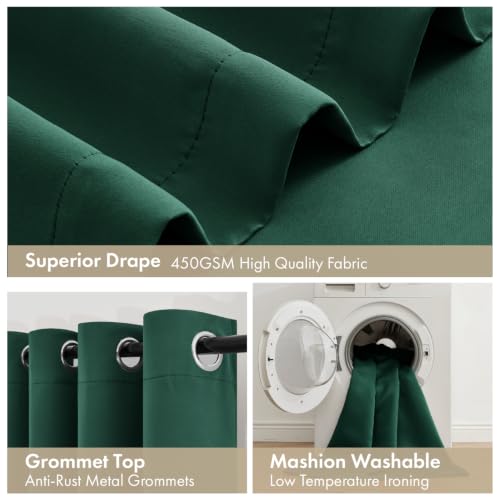 Image of MIULEE Hunter Green 100% Blackout Curtains for Bedroom 40x54 Inch Length