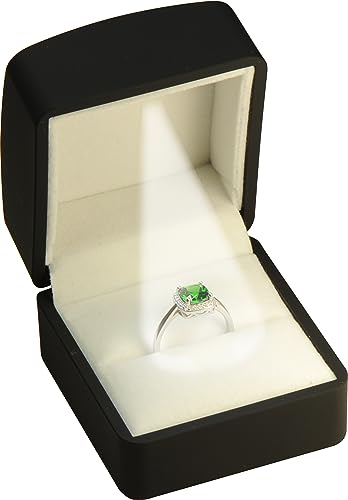 Image of LED Black Ring Box for Proposal, Wedding, Engagement, Birthday, Valentine' Day, Mother's Day, Father's Day, Christmas...Luxury Arc Shaped Top Design LED Ring Jewelry Gift Box with Light for Men for Women for Girls Box Dimension 2.28〞(W)*2.48〞(D)*1.65〞(H)