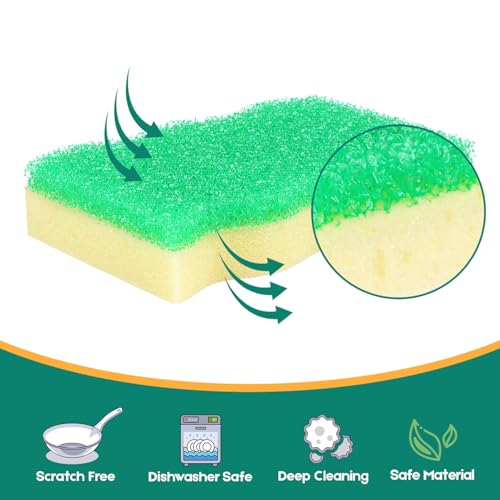 Image of LAUNDRYLUX Scrub Sponge, 8 Pack Dual-Sided Temperature-Responsive Scrubber - Non-Scratch - Multipurpose Dish Sponges for Kitchens, Bathrooms, and Outdoor Use - Wave-Shaped