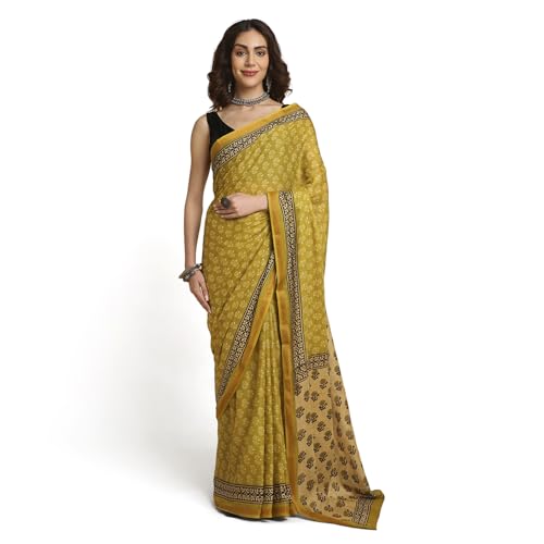Image of RATAN Women's Pure Soft Cotton Saree with Blouse Piece | Lightweight Breathable Daily Wear Cotton Saree | Traditional Printed Saree for Office Casual & Summer Wear