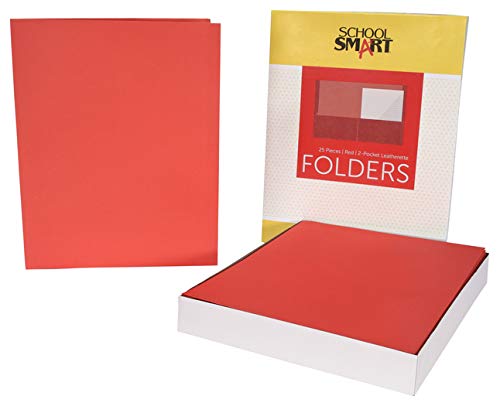 School Smart Extra Large 2-Pocket Folder, Red, Pack Of 25 #TOP3