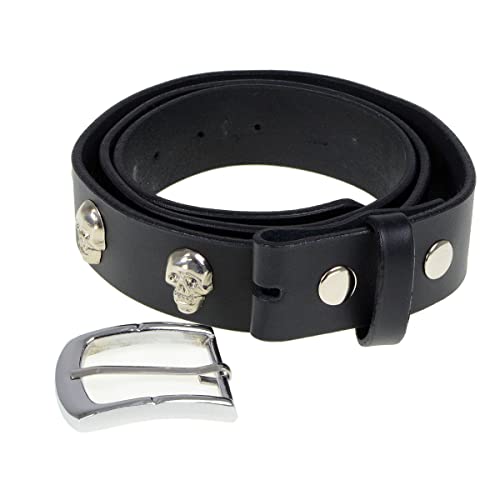Milwaukee Leather MP7102 Men's Black Skull Heads Genuine Leather Belt for Biker with Buckle - 1.5 inches Wide2