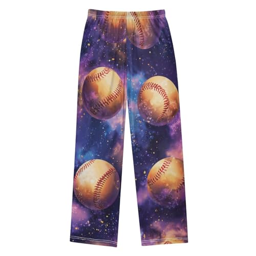 Galaxy Tennis Ball Print Boys Long Pants Soft Trousers Elastic Waist Kids Lounge Bottoms with Pockets S-XL2