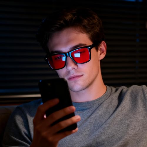 Image of ViewJoy Sleep Glasses 99.9% Blue Light Glasses Dual AR Coatings Amber Orange Lens for Computer Gaming Reduce Eyestrain