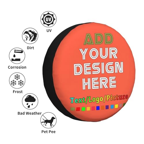 Image of Custom Spare Tire Cover with Logo Photo Text, Personalized Polyester Tire Covers Protectors for Trailer RV SUV and Many Vehicles, Tomato