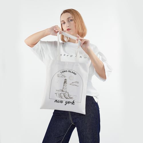 Bolso tote de viaje PWHAOO Long Island, bolsa de compras con diseño de Long Island Nueva York, ideal como recuerdo o regalo para amantes de la playa miniatura 3