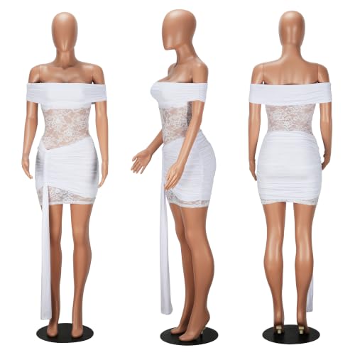 Image of PORRCEY Women's Sexy Elegant Rhinestone Mesh Party Club Night Mini Dress