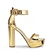 DREAM PAIRS Womens HI-LO High Heel Platform Pump Sandal Orinthia,Size 9.5,Gold-Pat,HI-LO