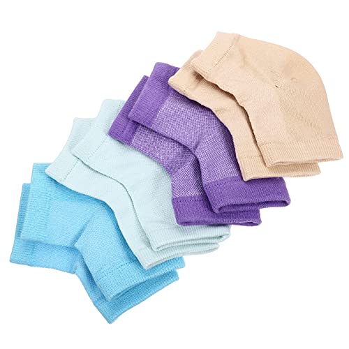 FOMIYES Moisturizing Cracked Heel Socks 4 Sets of Anti-Slip Foot Socks Dry Feel Heel Repair Gel