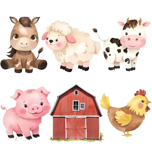 Large Farm Animal Cutouts with Stand 12inch Farm Themed Party Decorations Barnyard Birthday Baby Shower Supplies Party Decorations Prop | 6PCS Stand Up Prop