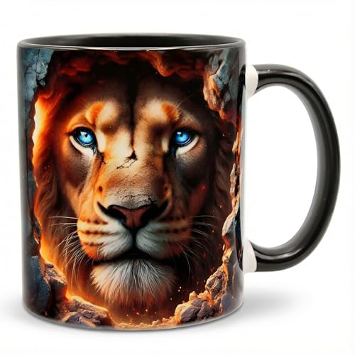 Shopi Zone Tasse en céramique avec motif lion effet 3D - Style sauvage et majestueux pour les amoureux de la faune