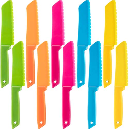 Black Friday - 50% OFF Jovitec 10 Pieces Kid Plastic Nylon Cooking Knife Set, Children Toddler Kitchen Knives, Safe Knives for Bread without BPA, Lettuce Knife and Salad Knife