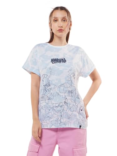 Image of Bewakoof Air 1.0 Official Naruto Merchandise Women's 100% Cotton Graphic Print Boyfriend Fit Round Neck T-Shirt