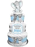 Elephant Diaper Cake - Newborn Gift for a Boy - Blue and Gray