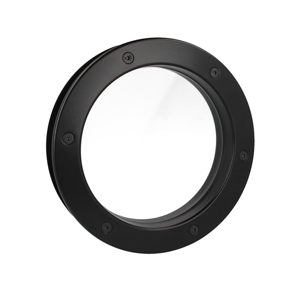MLS Porthole B4000, Porthole for Doors, Made of Robust Aluminium, VSG Glass, Suitable for 40 mm Thick Doors, Visible Mounting Screws on Both Sides, 250 mm Diameter, Clear Glass, Black