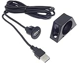 Universal einsetzbare USB Einbaubuchse mit 2 Meter Kabel und Stecker Die USB-Einbaubuchse kann an einem beliebigen Platz im Fahrzeug positioniert werden. Verlängern Sie somit ganz einfach den USB-Eingang an eine für Sie komfortabel erreichbare Stelle im Fahrzeug. Auch ideal für PC und Haushaltselektronik. Bestens geeignet für den Einbau im Auto von z.b. Gateway, MP3 Payer, DVD, USB-Taschenlampe oder Ladegerät. Dient auch als Verlängerung zu DVD Player, Dension Zemex Xcarlink. Lässt mehr Spielraum beim Anschließen Ihrer USB-Geräte. Findet leicht und überall passender Einbauplatz. Kunststoffgehäuse Merkmale: - Kabellänge: ca. 2m - A Stecker auf A-Buchse - Kabel und Steckerfarbe schwarz - USB 2.0 HighSpeed (480 MBit/s) Kabel - Kabel doppelt geschirmt - Innenleiter 2xAWG 24 + 2xAWG 28 Kupfer - Absorberferritkern am Aussenkabel - einbautiefe ca.20mm. - Farbe-Schwarz - Lackierbar